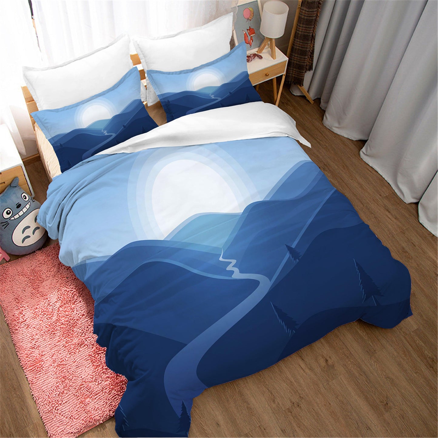 3D Blue Sky Sun Mountain Landscape Quilt Cover Set Bedding Set Duvet Cover Pillowcases 44