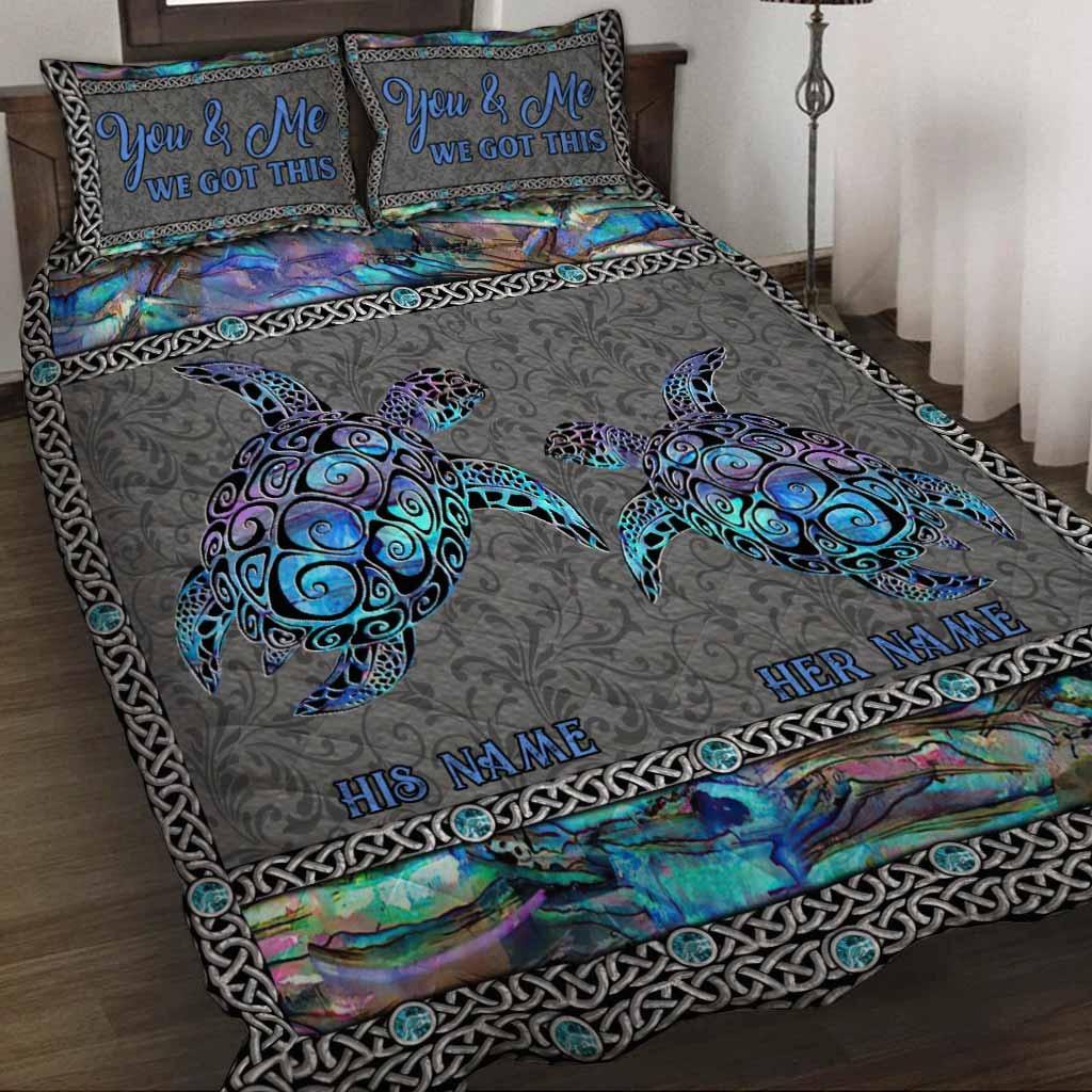 Custom So Many In The Ocean - Personalized Turtle 3-Piece Quilt Bedding Set With 3D Pattern Print