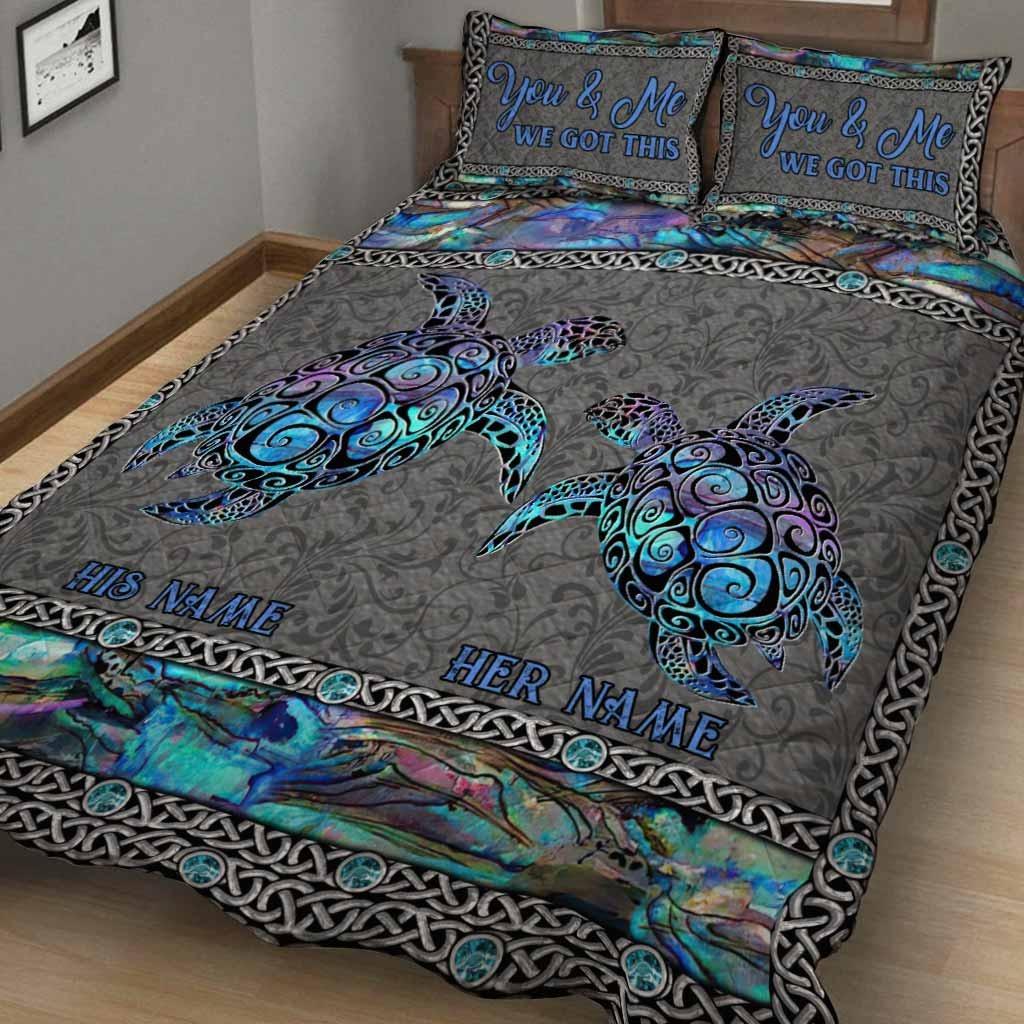 Custom So Many In The Ocean - Personalized Turtle 3-Piece Quilt Bedding Set With 3D Pattern Print