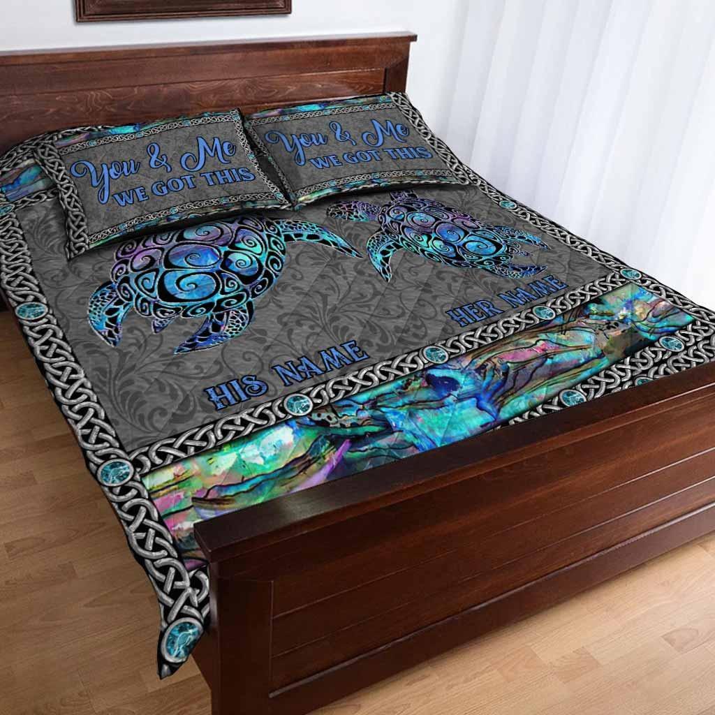 Custom So Many In The Ocean - Personalized Turtle 3-Piece Quilt Bedding Set With 3D Pattern Print
