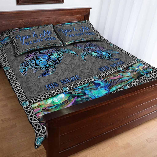 Custom So Many In The Ocean - Personalized Turtle 3-Piece Quilt Bedding Set With 3D Pattern Print