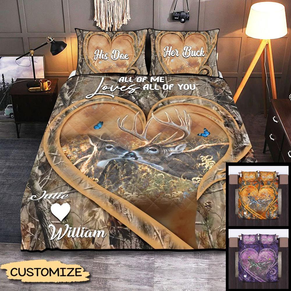 Bed Sets: Customizable Bedroom Sets With Deer Hunting Theme – Personalize Your Quilt Bedding Set 3pcs