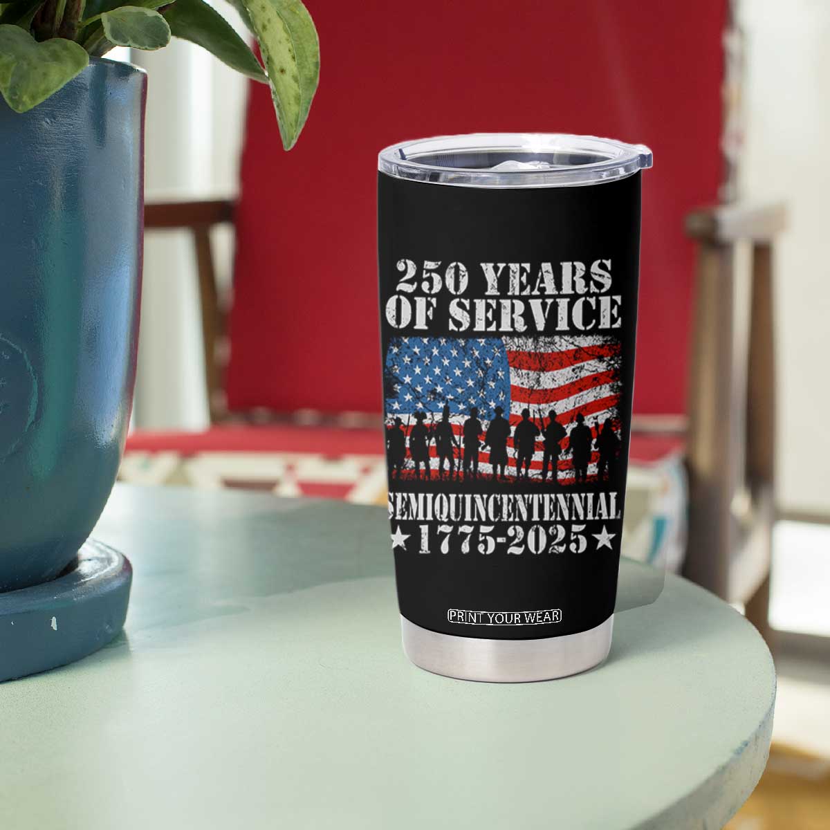 250 Years Of Service Semiquincentennial Tumbler Cup US Military Army Birthday American Flag TS11