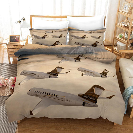 3D Aircraft white Quilt Cover Set Bedding Set Pillowcases 248