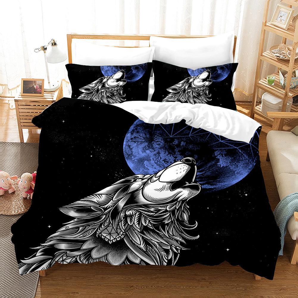 3D Black Wolf Moon Quilt Cover Set Bedding Set Pillowcases 131