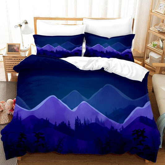3D Blue Mountain Forest Nature Landscape Quilt Cover Set Bedding Set Duvet Cover Pillowcases 49