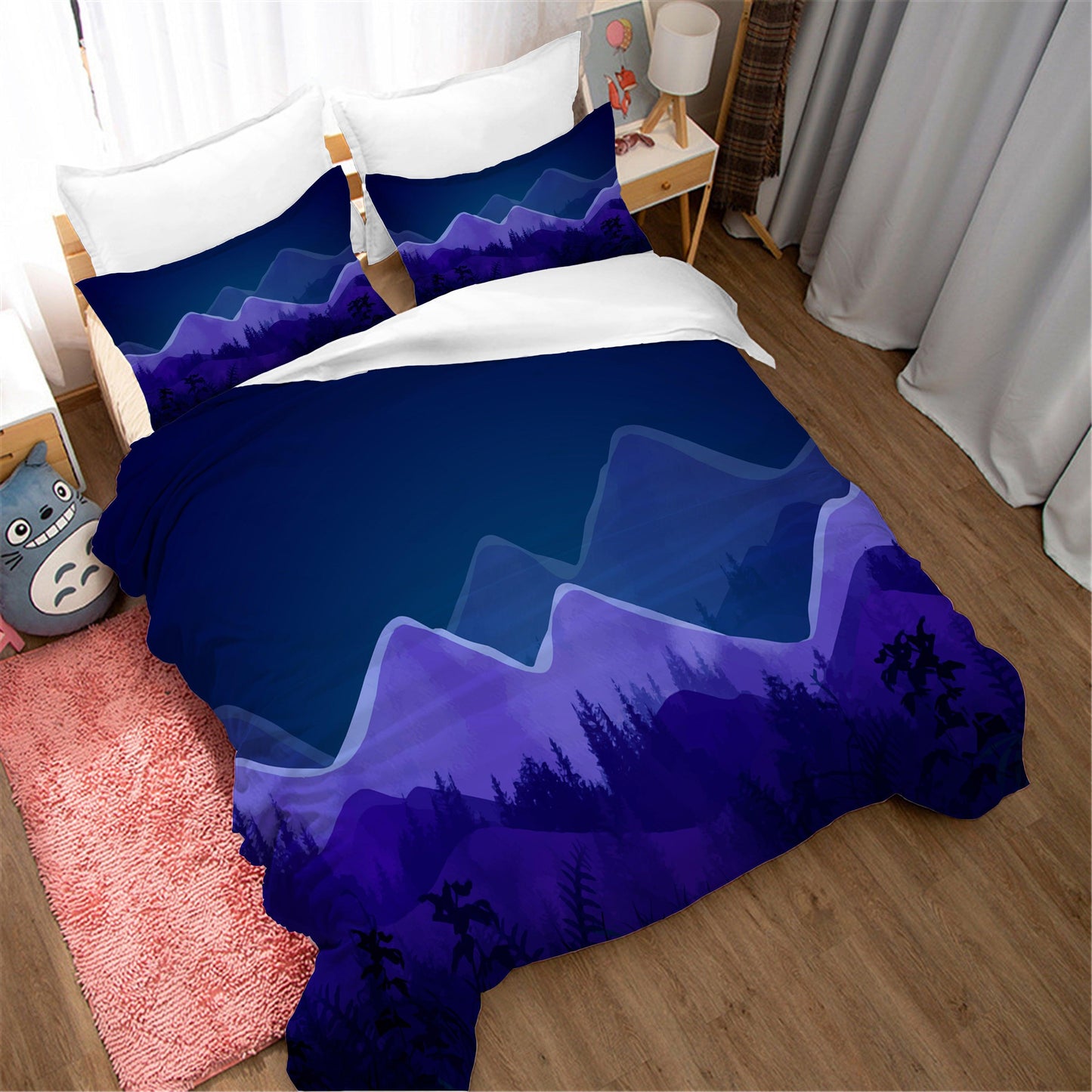 3D Blue Mountain Forest Nature Landscape Quilt Cover Set Bedding Set Duvet Cover Pillowcases 49