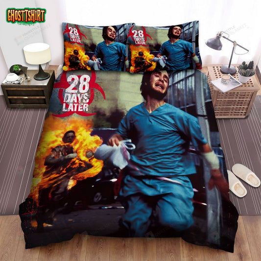 28 Days Later... Movie Fire Photo Bed Sheets Spread Comforter Duvet Cover Bedding Set