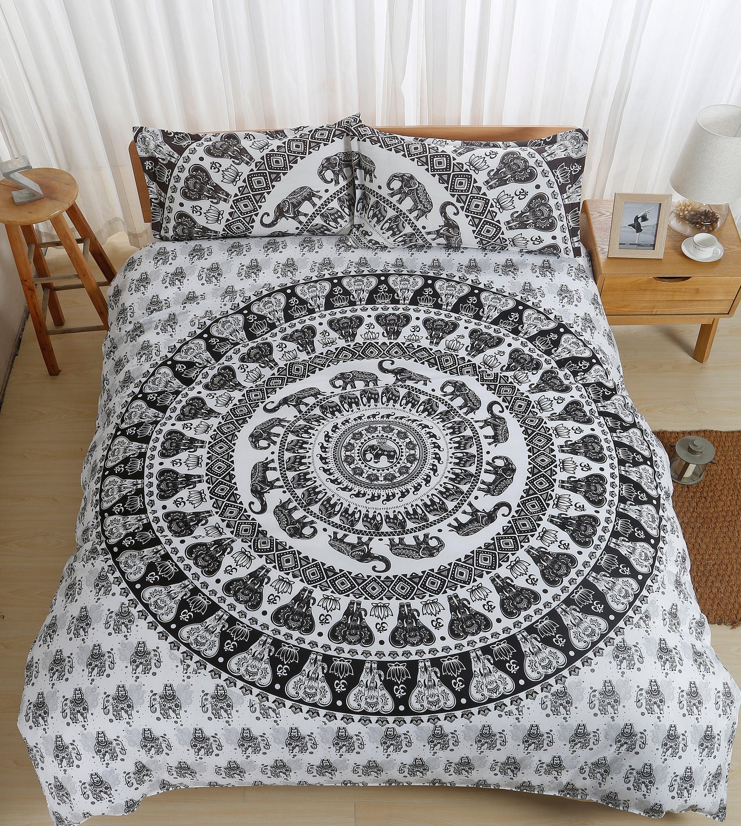 3D Bohemian Black Quilt Cover Set Bedding Set Pillowcases 115