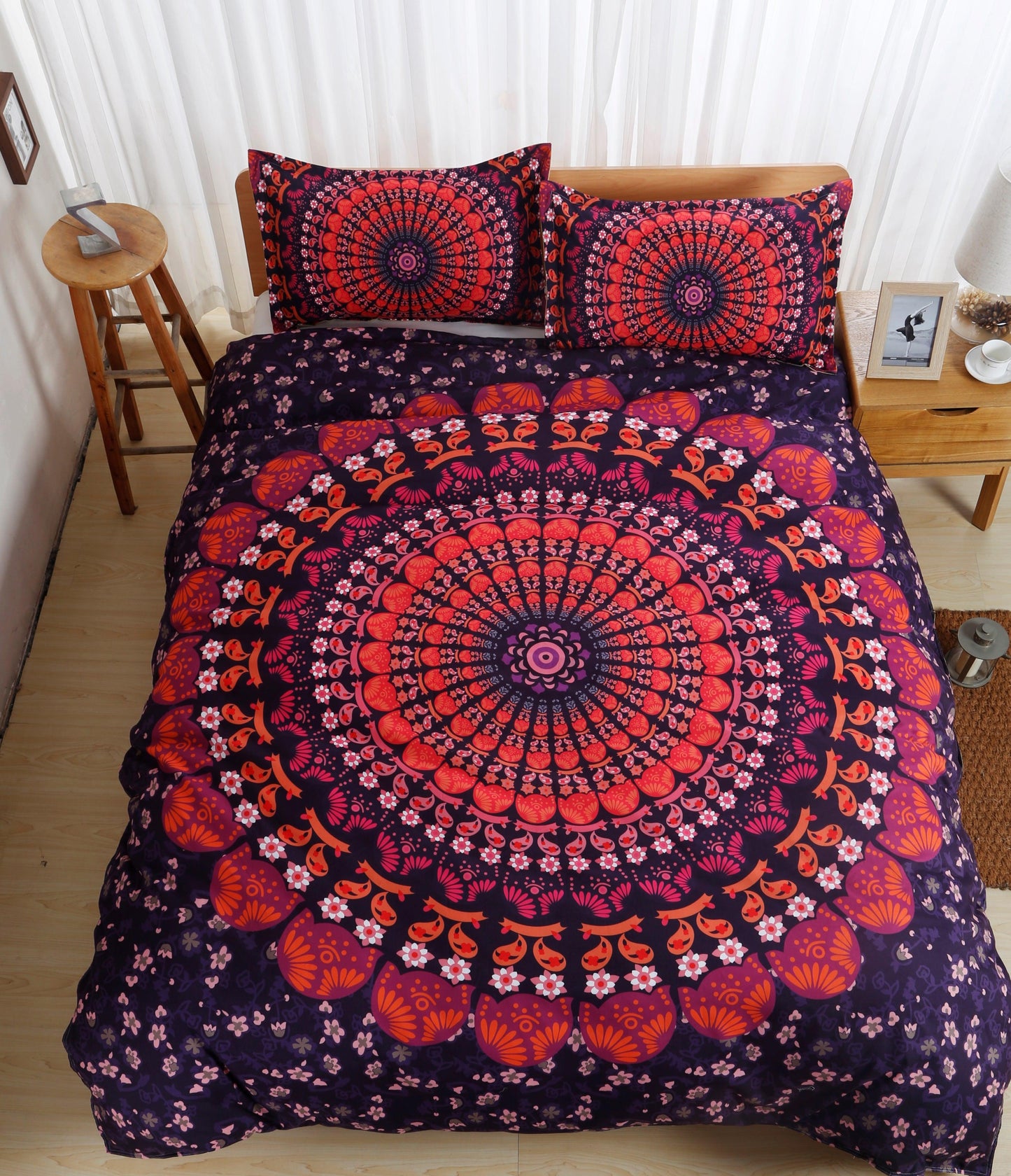3D Bohemian Red Quilt Cover Set Bedding Set Pillowcases 116