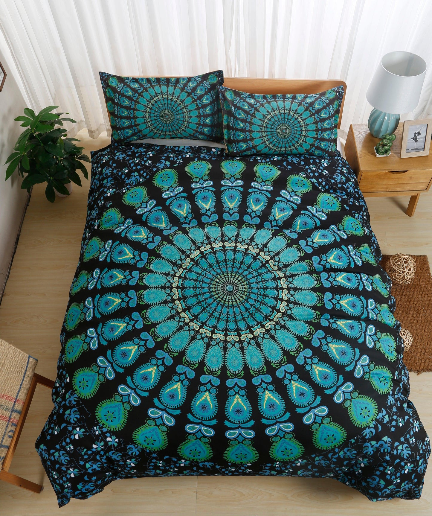 3D Bohemian Green Quilt Cover Set Bedding Set Pillowcases 118