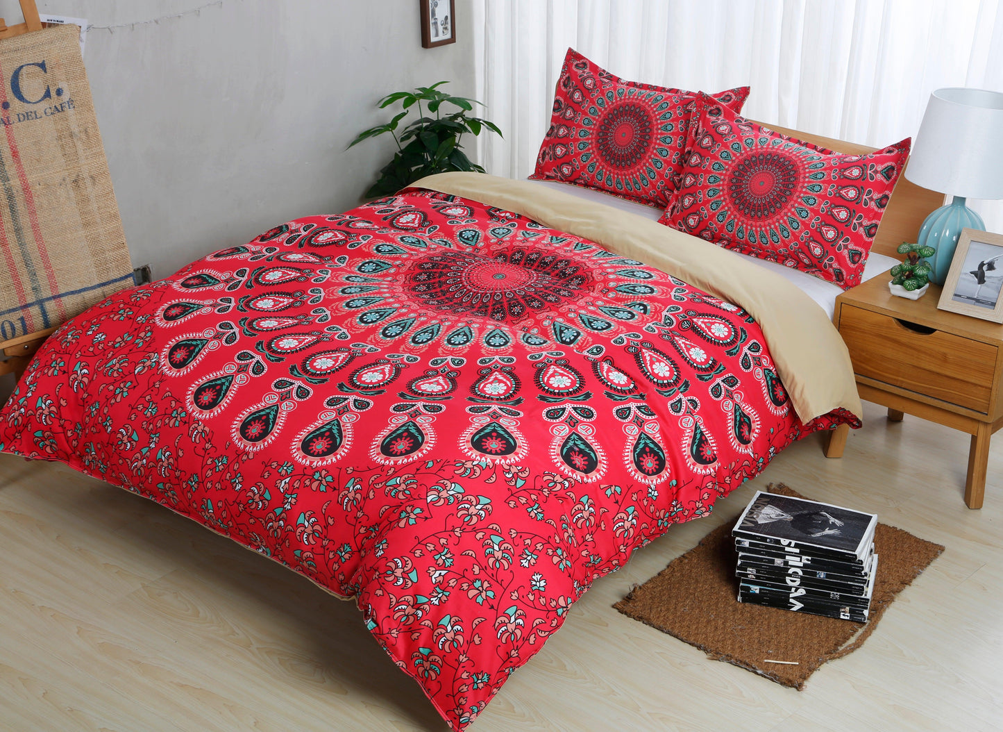 3D Bohemian Red Quilt Cover Set Bedding Set Pillowcases 119
