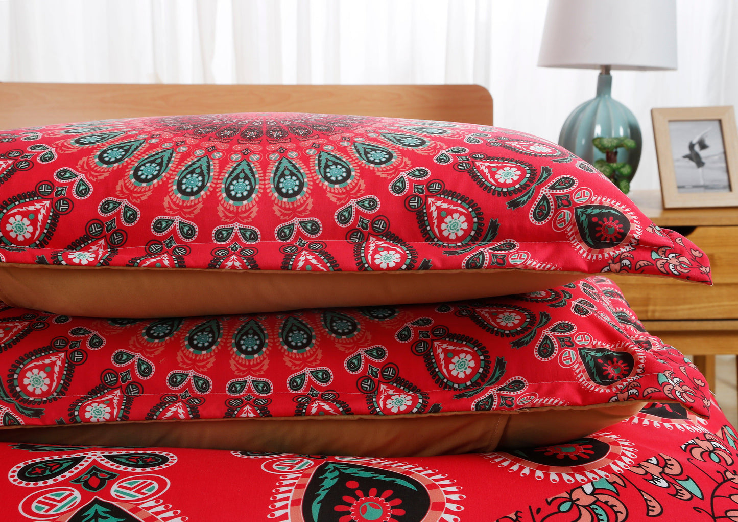 3D Bohemian Red Quilt Cover Set Bedding Set Pillowcases 119