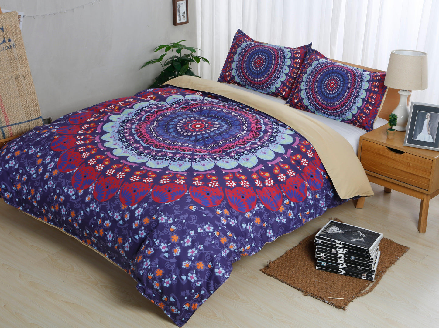 3D Bohemian Purple Quilt Cover Set Bedding Set Pillowcases 120
