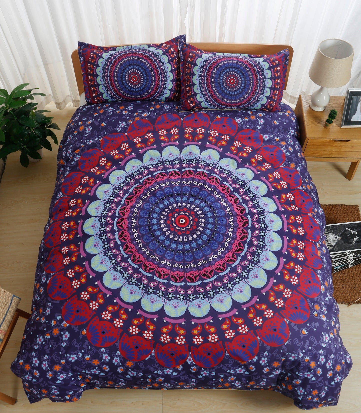 3D Bohemian Purple Quilt Cover Set Bedding Set Pillowcases 120