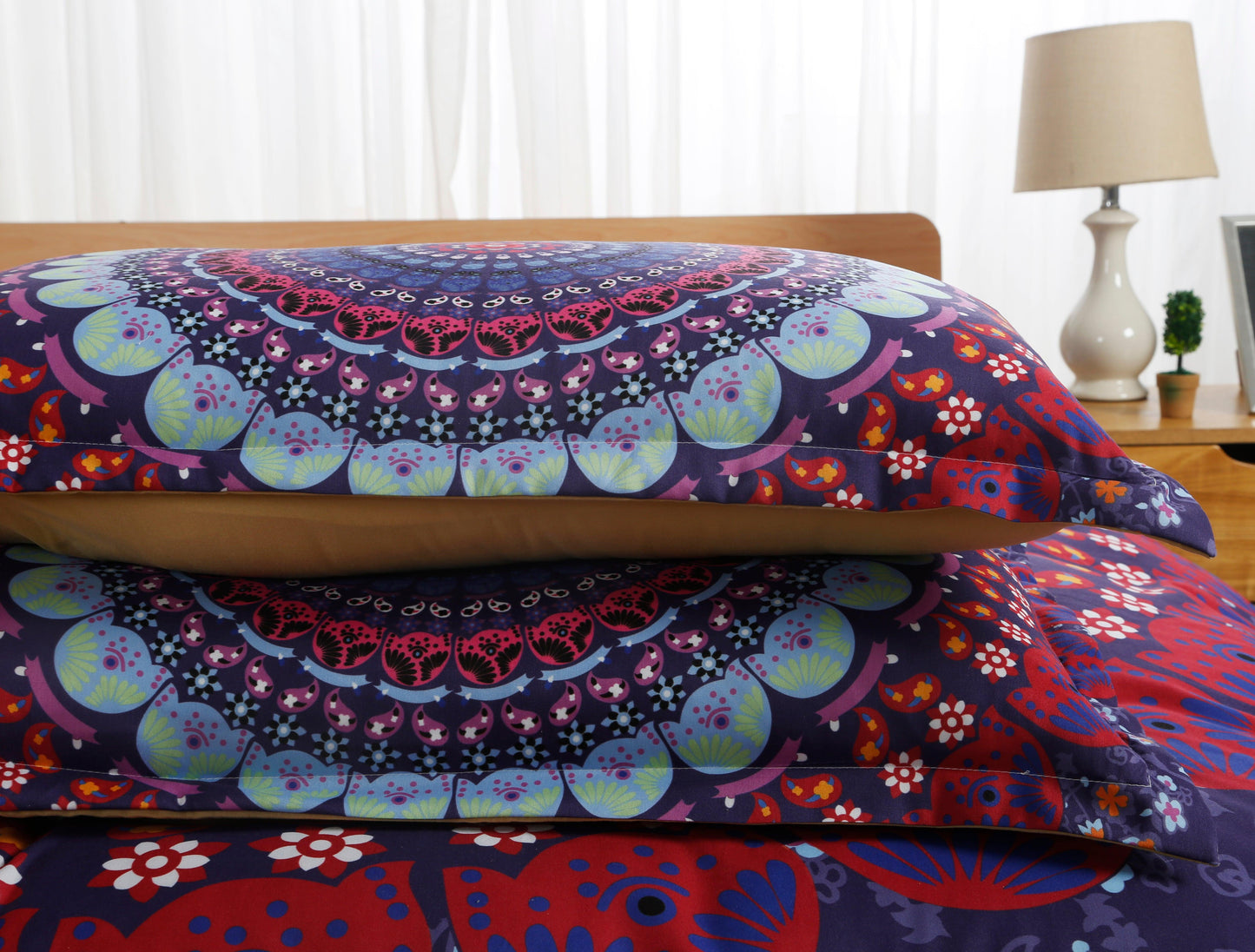 3D Bohemian Purple Quilt Cover Set Bedding Set Pillowcases 120