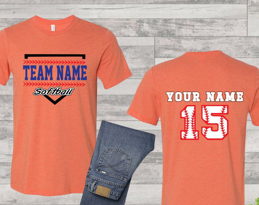 Baseball Custom Name,Front Baseball Team T Shirt