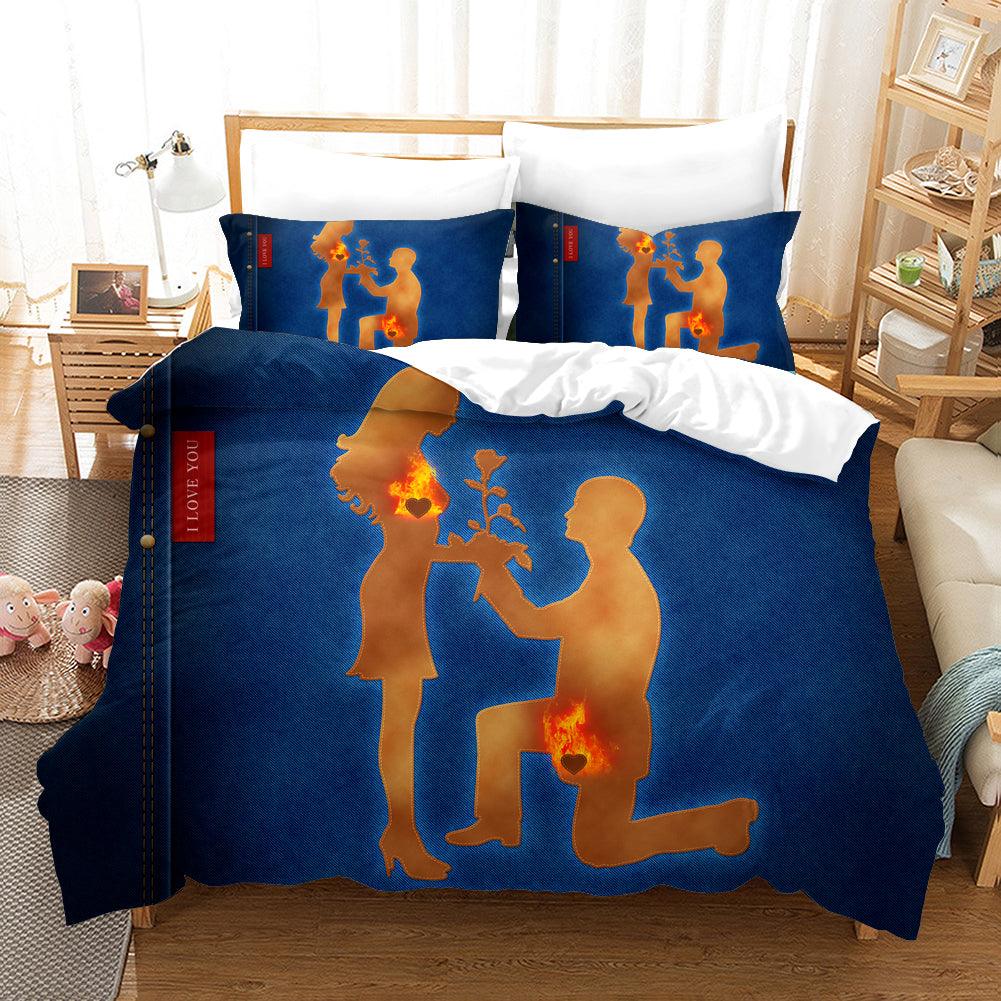 3D Blue Propose Couples Quilt Cover Set Bedding Set Pillowcases 133
