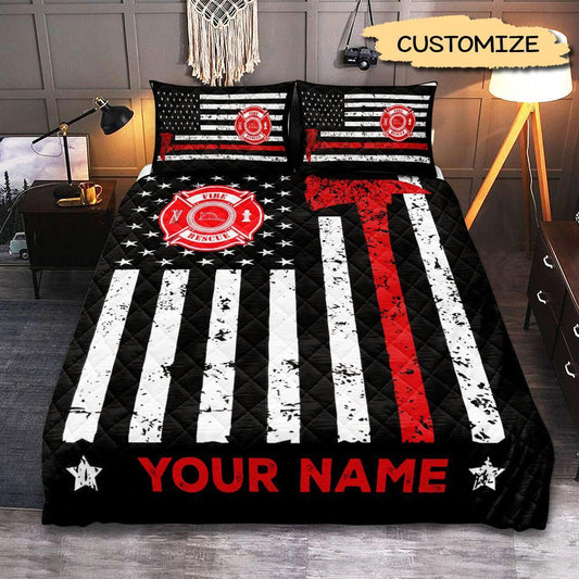 Custom Personalized Fire Academy Graduation Quilt Bedding Sets – Unique 3pcs Firefighter Comfort