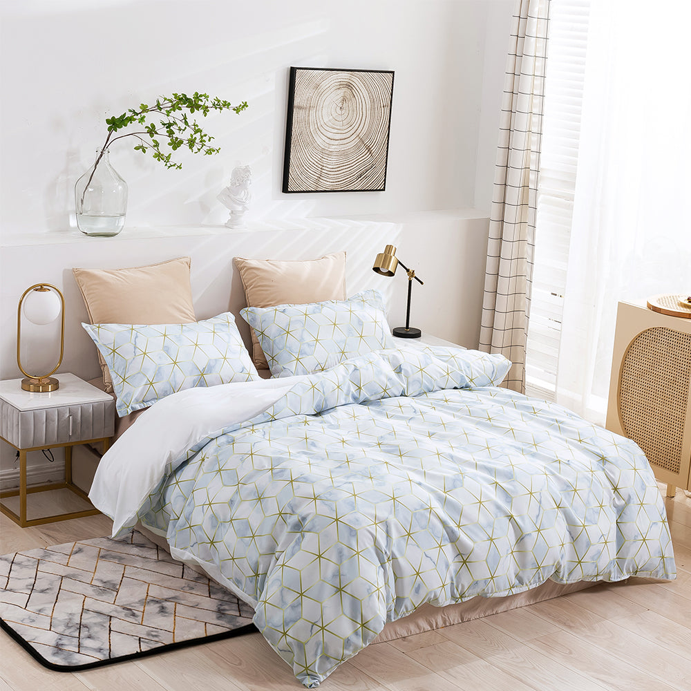 3D Blue Marble Watercolor Golden Lines Pattern Quilt Cover Set Bedding Set Duvet Cover Pillowcases 309
