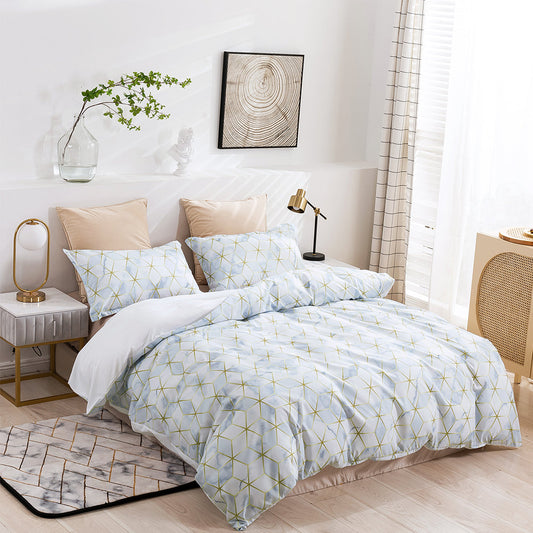 3D Blue Marble Watercolor Golden Lines Pattern Quilt Cover Set Bedding Set Duvet Cover Pillowcases 309