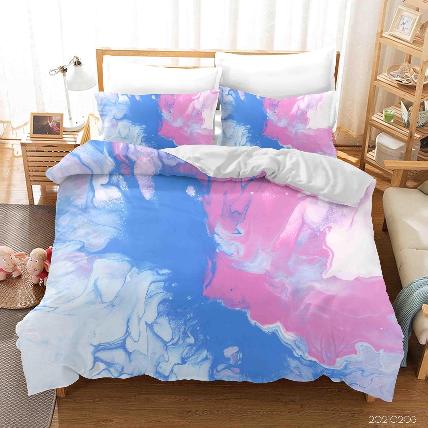 3D Abstract Blue Pink Marble Texture Quilt Cover Set Bedding Set Duvet Cover Pillowcases 84