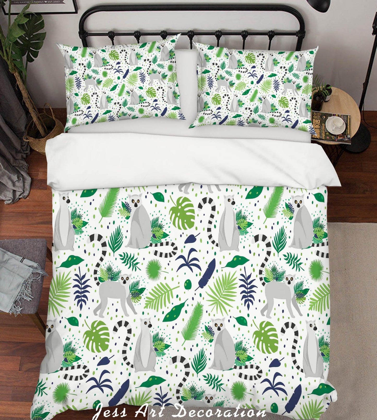 3D Cartoon Monkey Green Leaf Quilt Cover Set Bedding Set Pillowcases 94