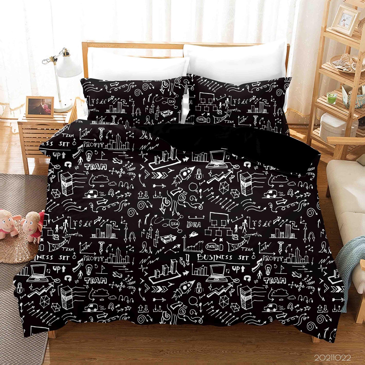3D Abstract Black Illustration Graffiti Quilt Cover Set Bedding Set Duvet Cover Pillowcases 15