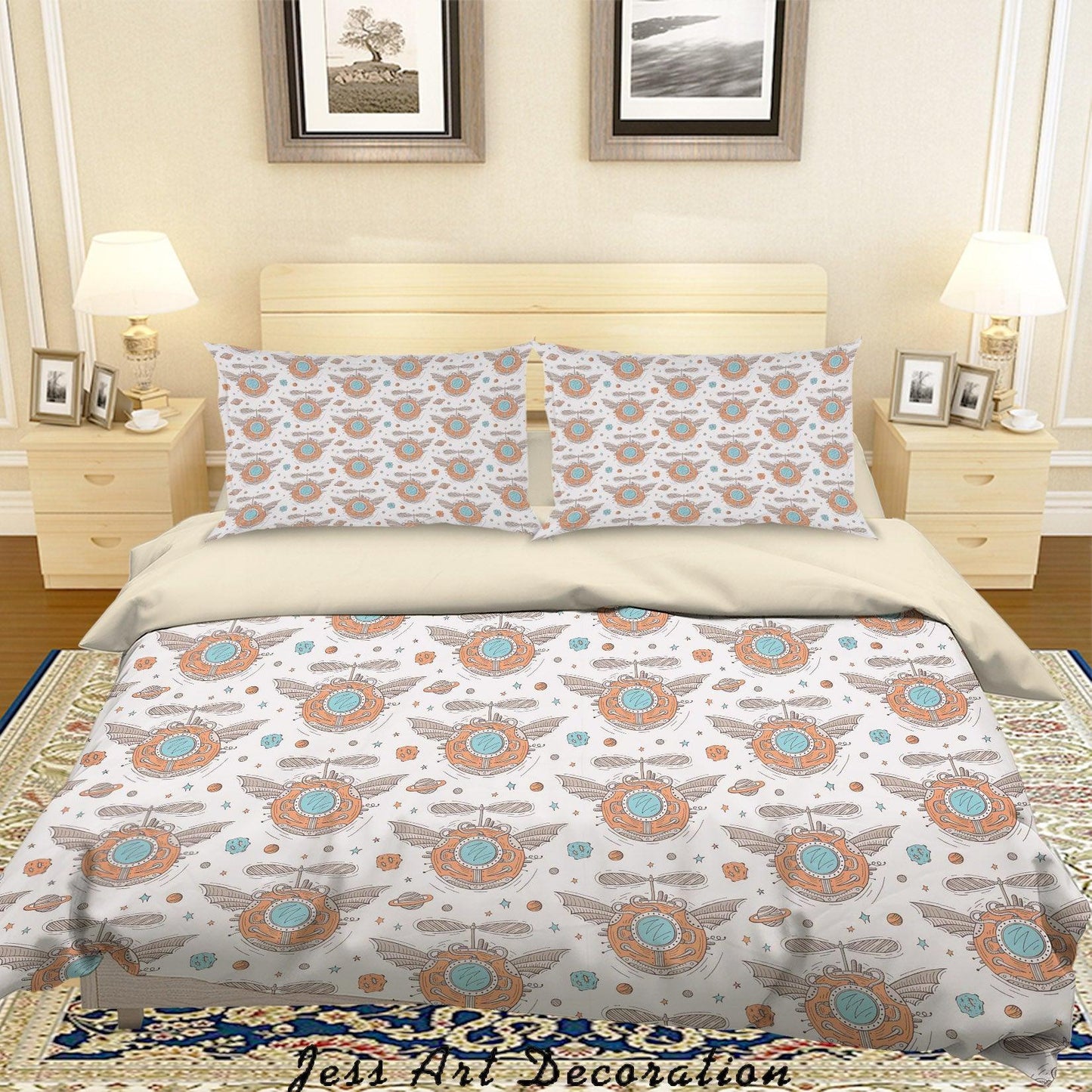 3D Cartoon Propeller Wings Quilt Cover Set Bedding Set Duvet Cover Pillowcases A302 LQH