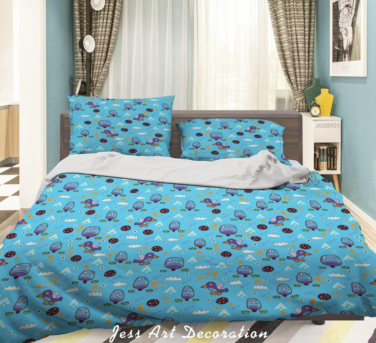 3D Cartoon Animal Bird Pattern Quilt Cover Set Bedding Set Duvet Cover Pillowcases WJ 6489
