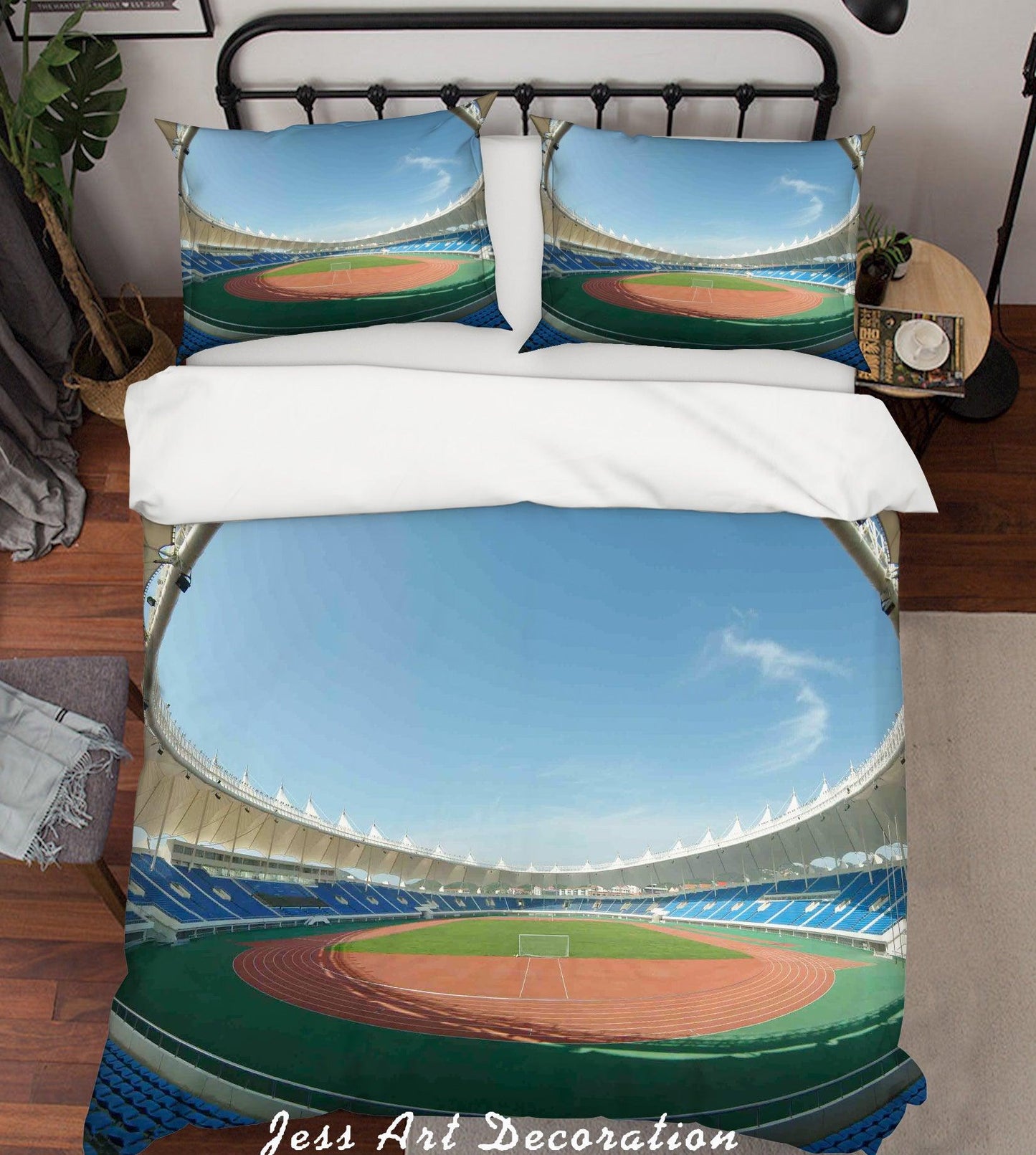 3D Blue Sky Green Football Field  Quilt Cover Set Bedding Set Pillowcases  99
