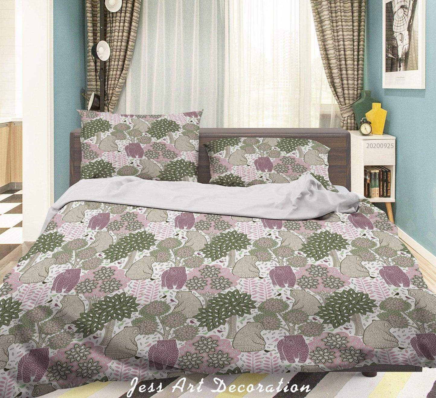 3D Cartoon Animal Tree Pattern Quilt Cover Set Bedding Set Duvet Cover Pillowcases WJ 6419