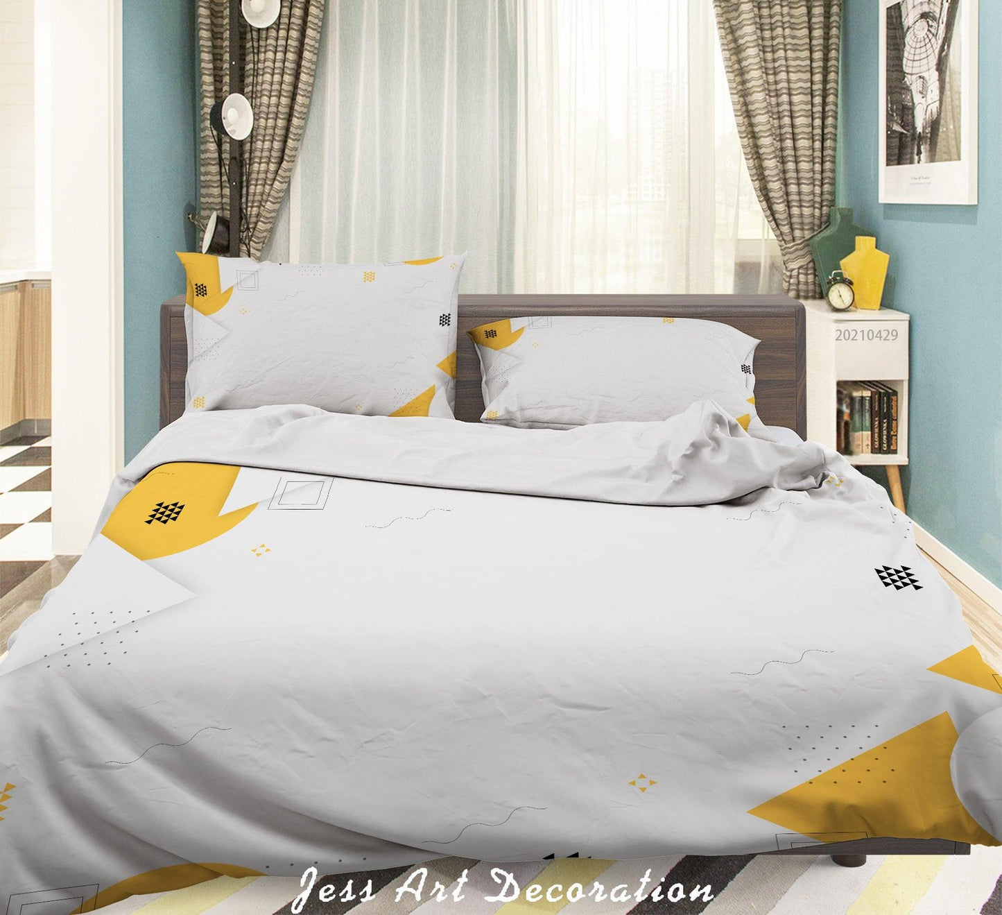 3D Abstract Golden Geometry Quilt Cover Set Bedding Set Duvet Cover Pillowcases 223