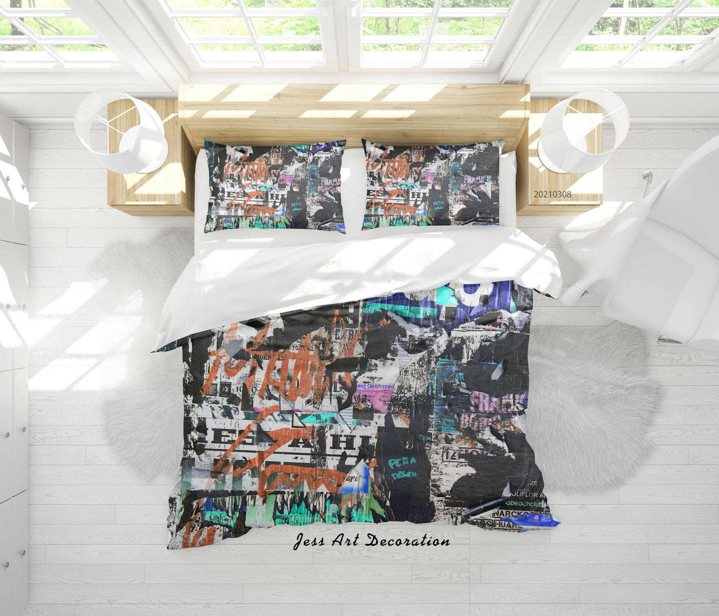 3D Abstract Black Graffiti Quilt Cover Set Bedding Set Duvet Cover Pillowcases 35
