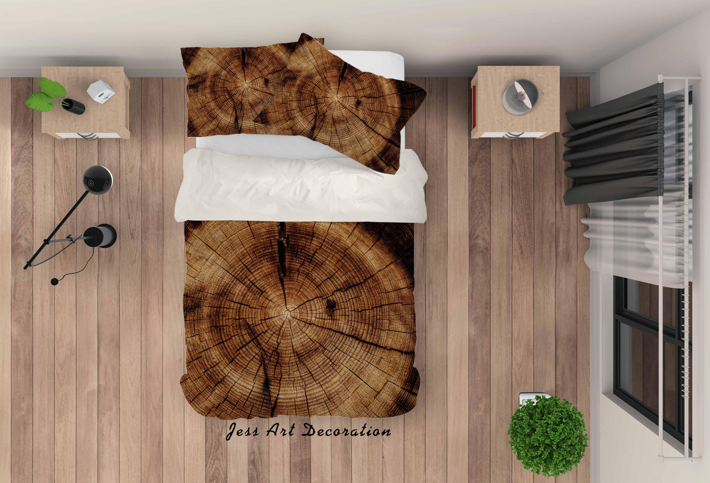 3D Brown Wood Pattern Quilt Cover Set Bedding Set Duvet Cover Pillowcases LQH A118