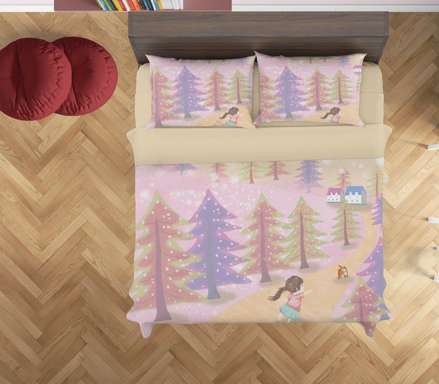 3D Cartoon Pine Forest Girl Quilt Cover Set Bedding Set Duvet Cover Pillowcases A584 LQH