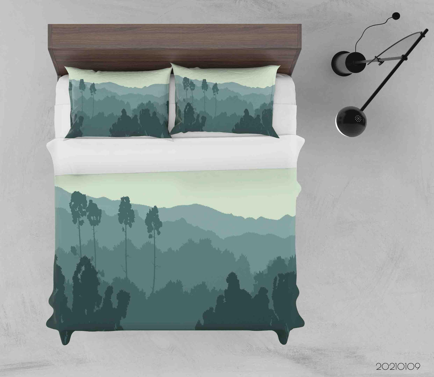 3D Cartoon Green Forest Mountains Quilt Cover Set Bedding Set Duvet Cover Pillowcases 35 LQH