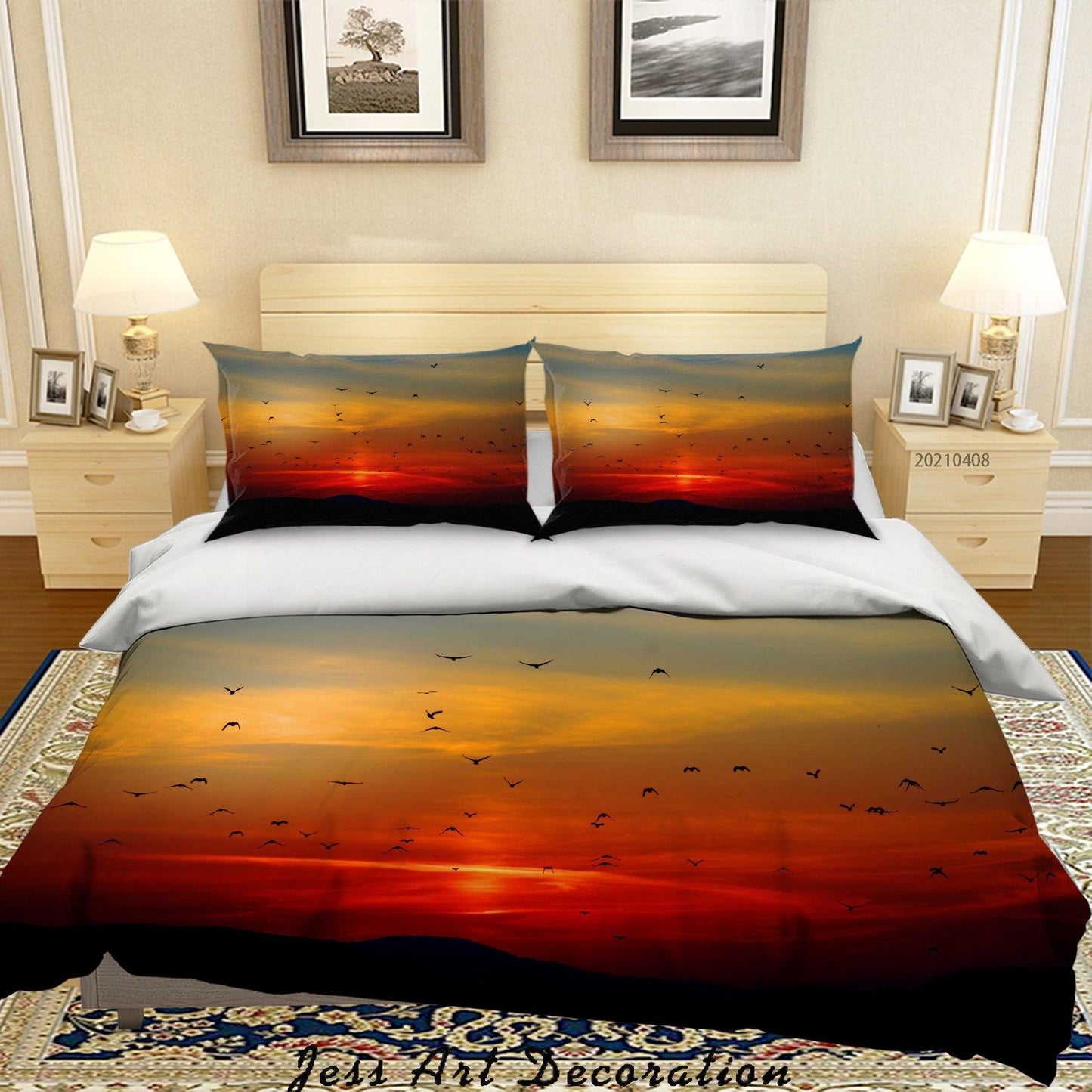 3D Birds Sunset Sky Quilt Cover Set Bedding Set Duvet Cover Pillowcases 237