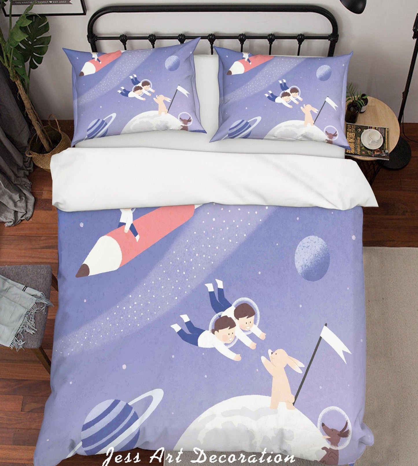 3D Cartoon Purple Space Quilt Cover Set Bedding Set Pillowcases 86