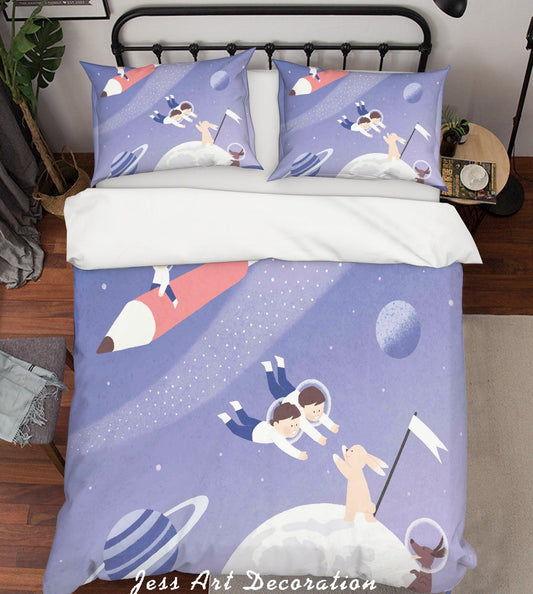 3D Cartoon Purple Space Quilt Cover Set Bedding Set Pillowcases 86