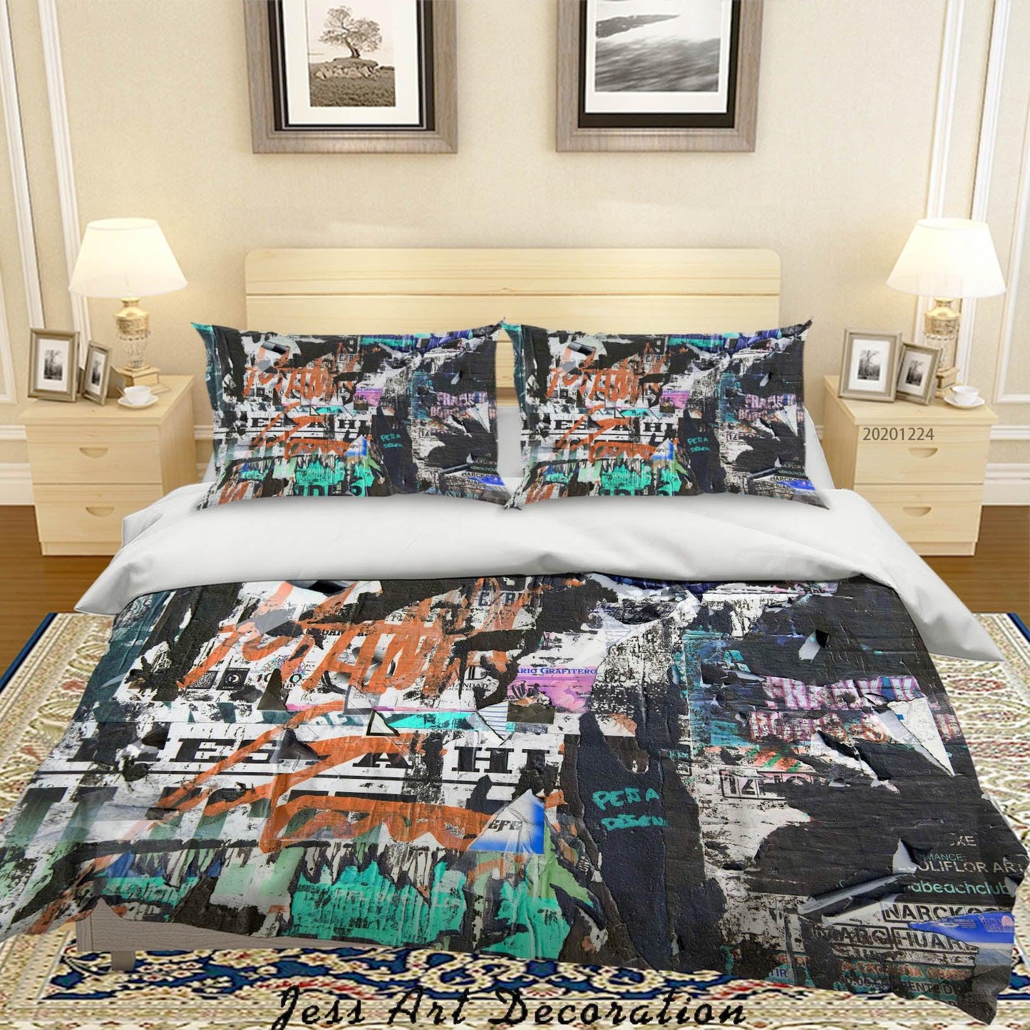 3D Abstract Graffiti Pattern Quilt Cover Set Bedding Set Duvet Cover Pillowcases 160 LQH