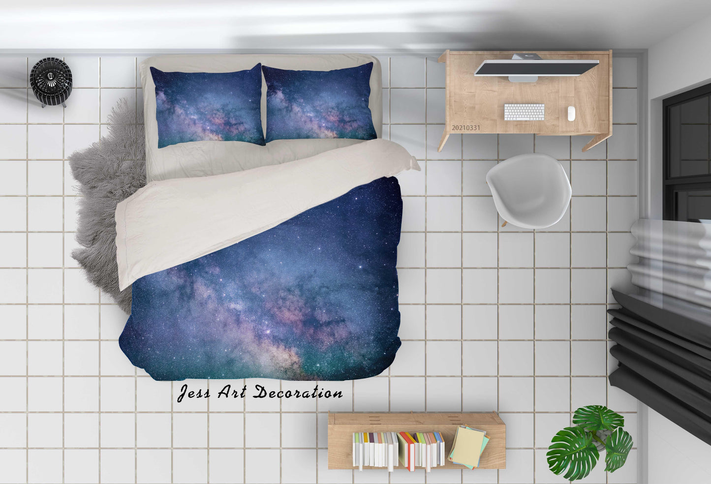 3D Blue Universe Starry Landscape Quilt Cover Set Bedding Set Duvet Cover Pillowcases 221