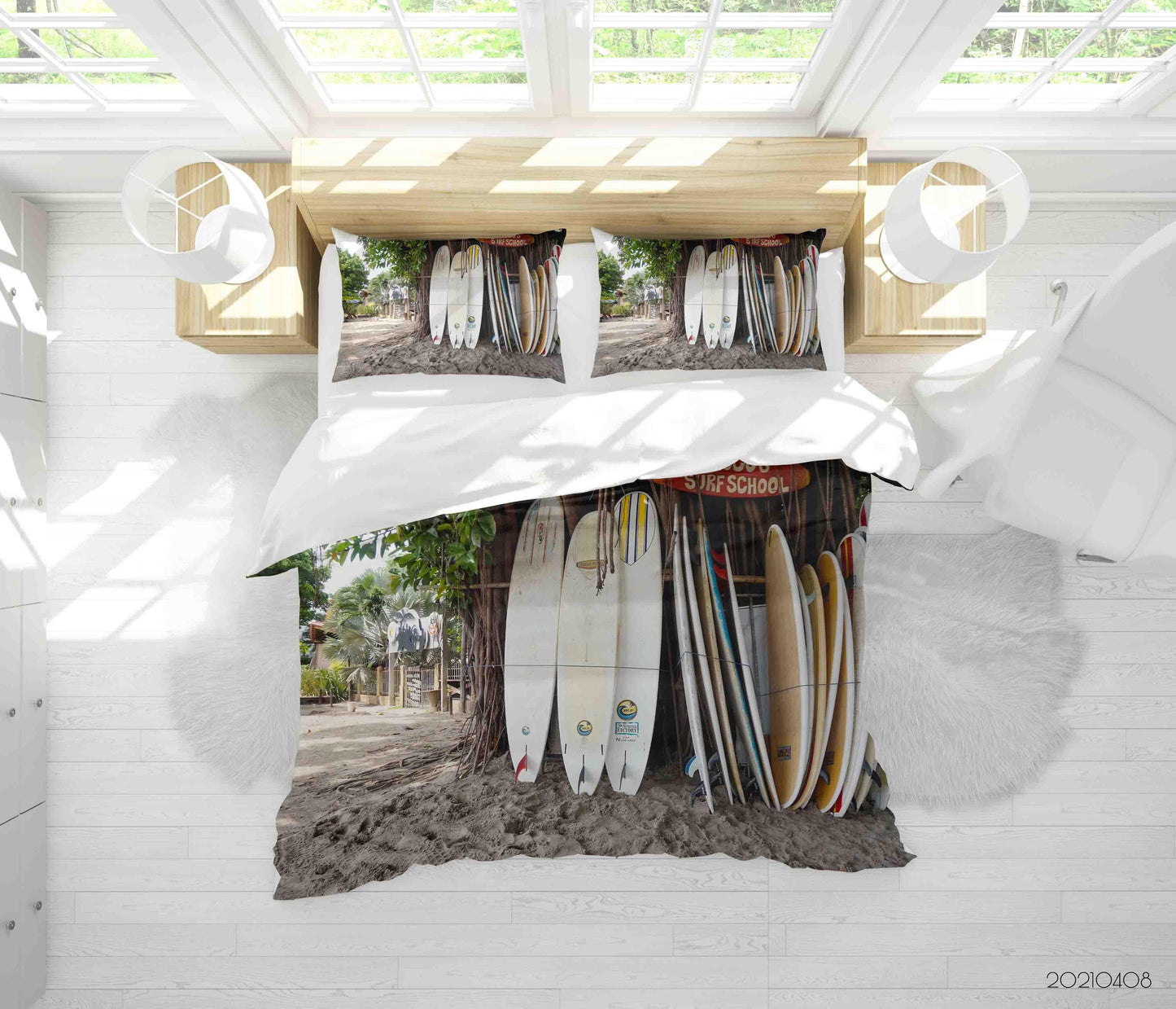 3D Beach Tree Surfboard Quilt Cover Set Bedding Set Duvet Cover Pillowcases 31