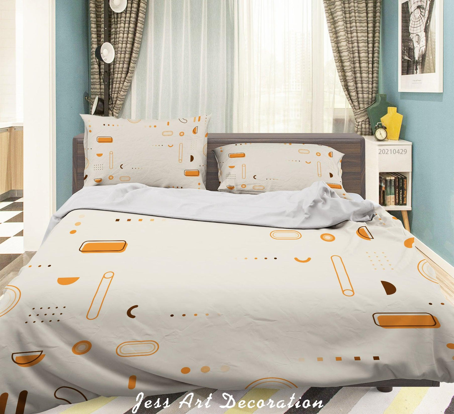 3D Abstract Orange Geometry Quilt Cover Set Bedding Set Duvet Cover Pillowcases 21