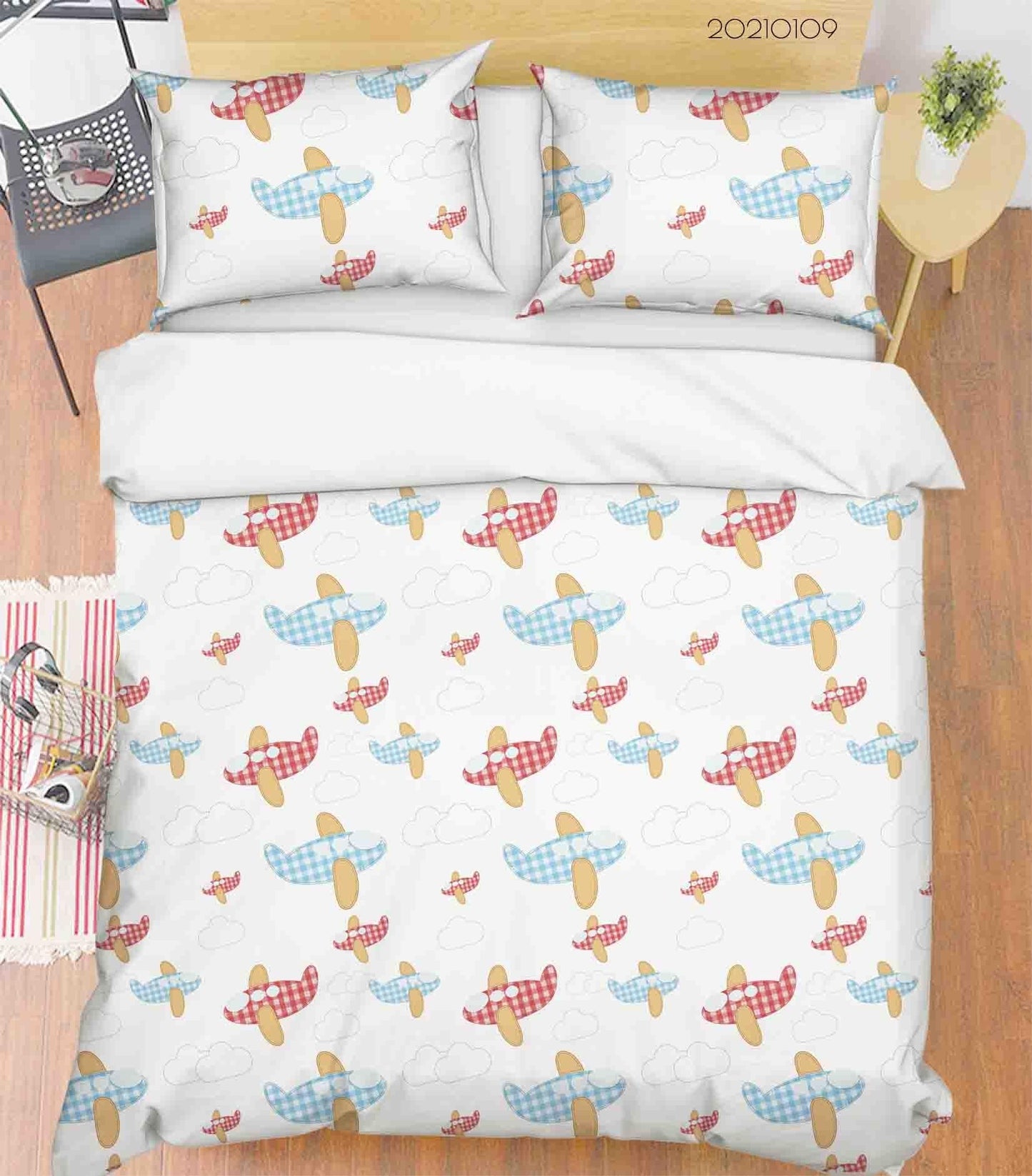 3D Cartoon Airplane Pattern Quilt Cover Set Bedding Set Duvet Cover Pillowcases 79 LQH