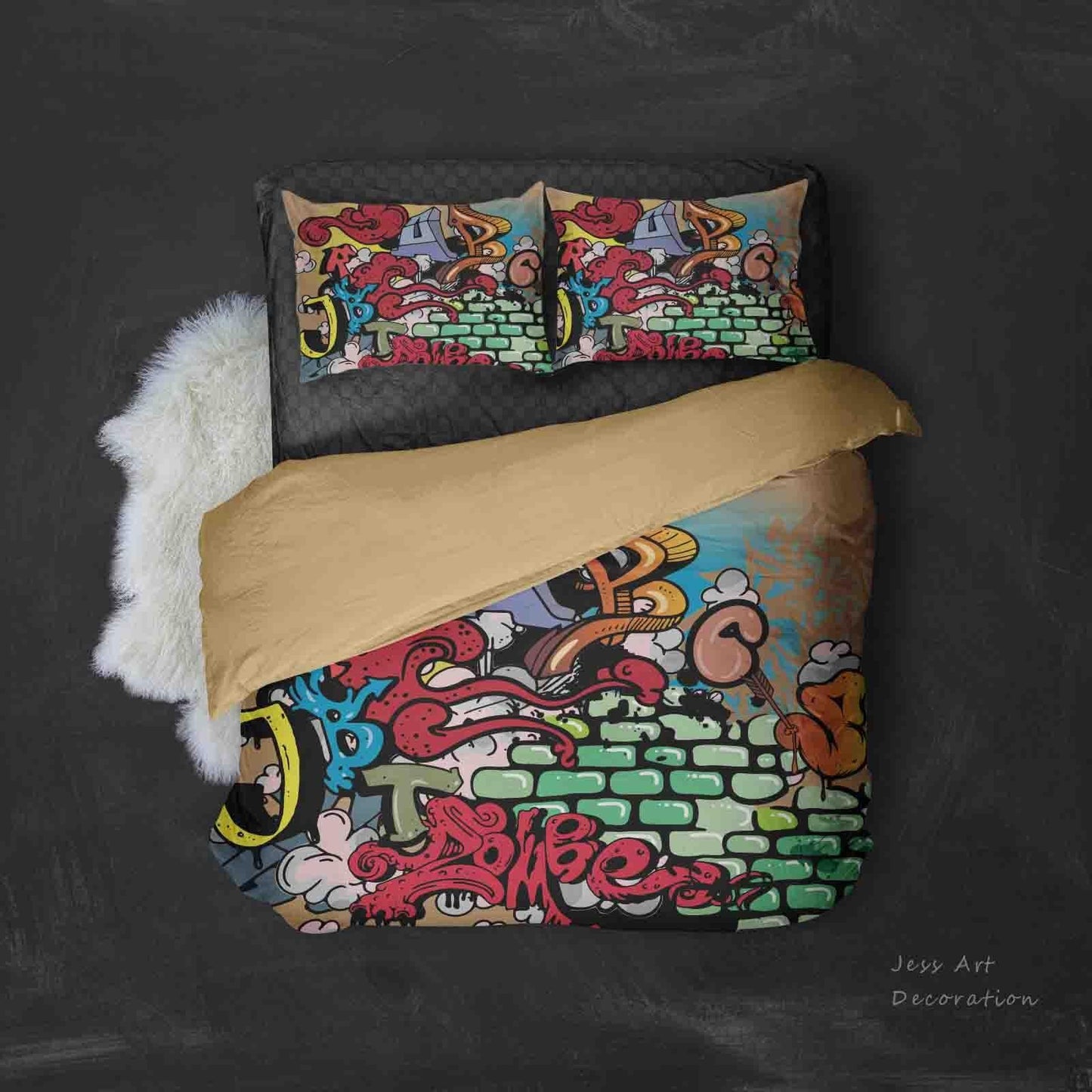 3D Cartoon Graffiti Quilt Cover Set Bedding Set Duvet Cover Pillowcases SF089