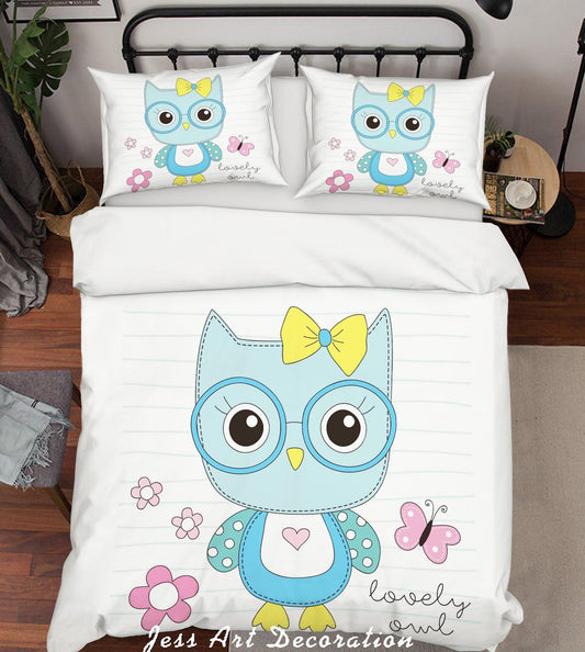 3D Cartoon Blue Bird Quilt Cover Set Bedding Set Pillowcases 173