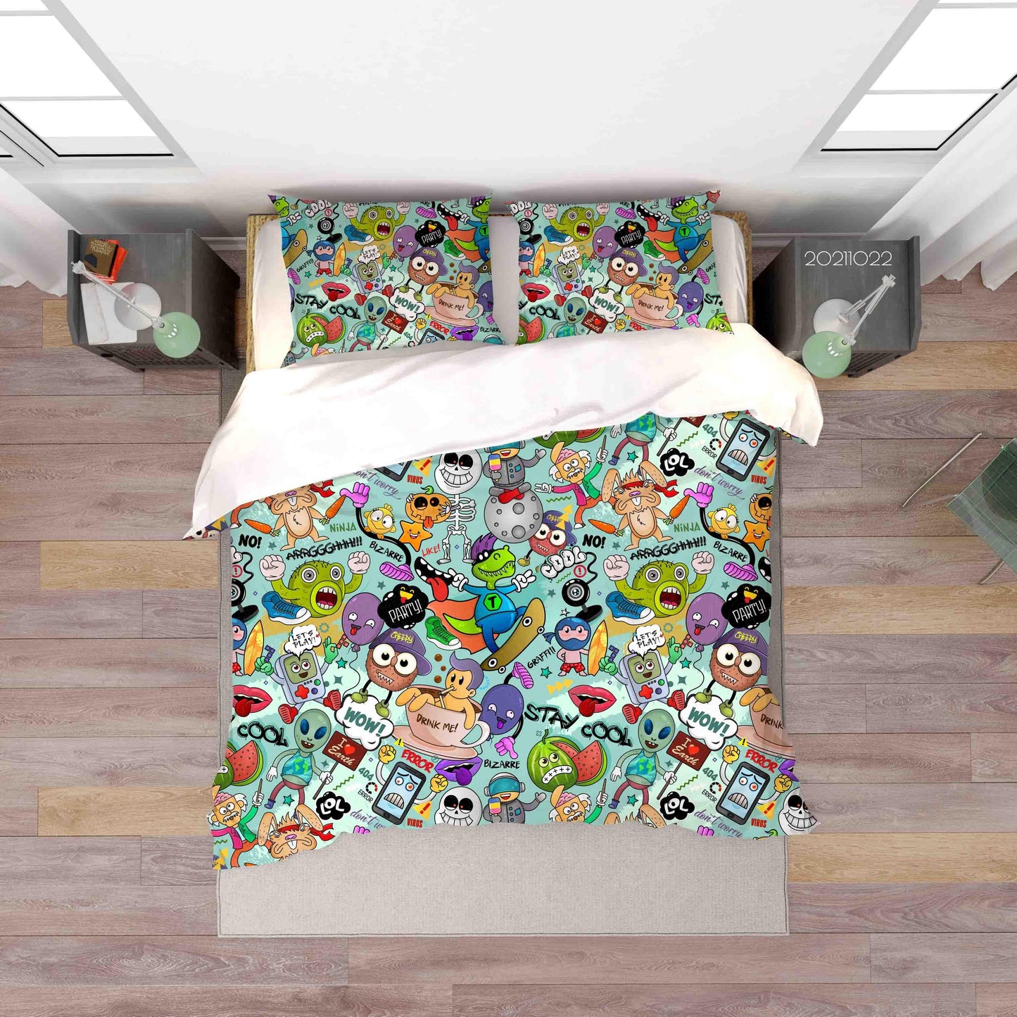 3D Abstract Monster Artistic Graffiti Quilt Cover Set Bedding Set Duvet Cover Pillowcases 74