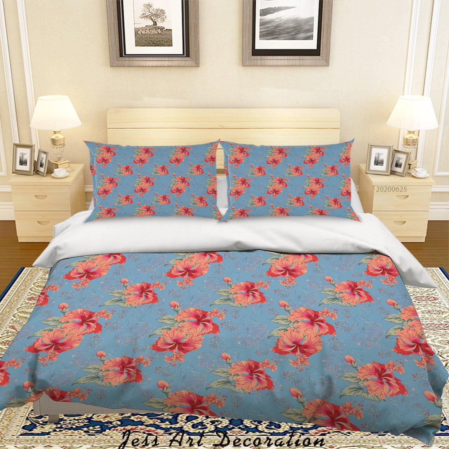 3D Blue Red Flowers Quilt Cover Set Bedding Set Duvet Cover Pillowcases SF9