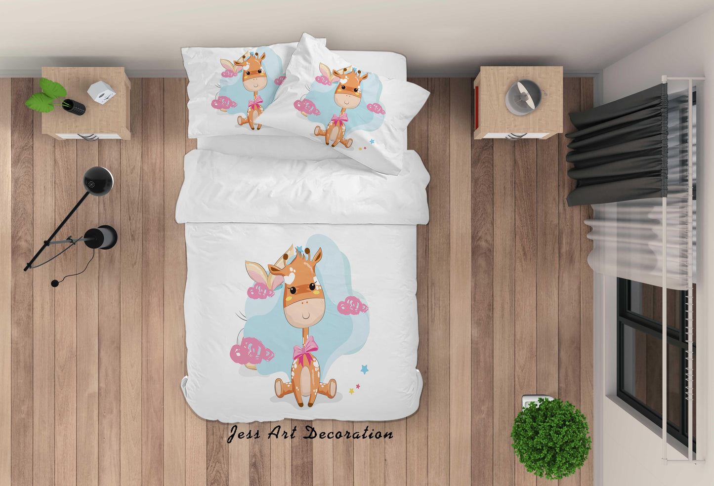 3D Cartoon Giraffe Quilt Cover Set Bedding Set Duvet Cover Pillowcases SF51